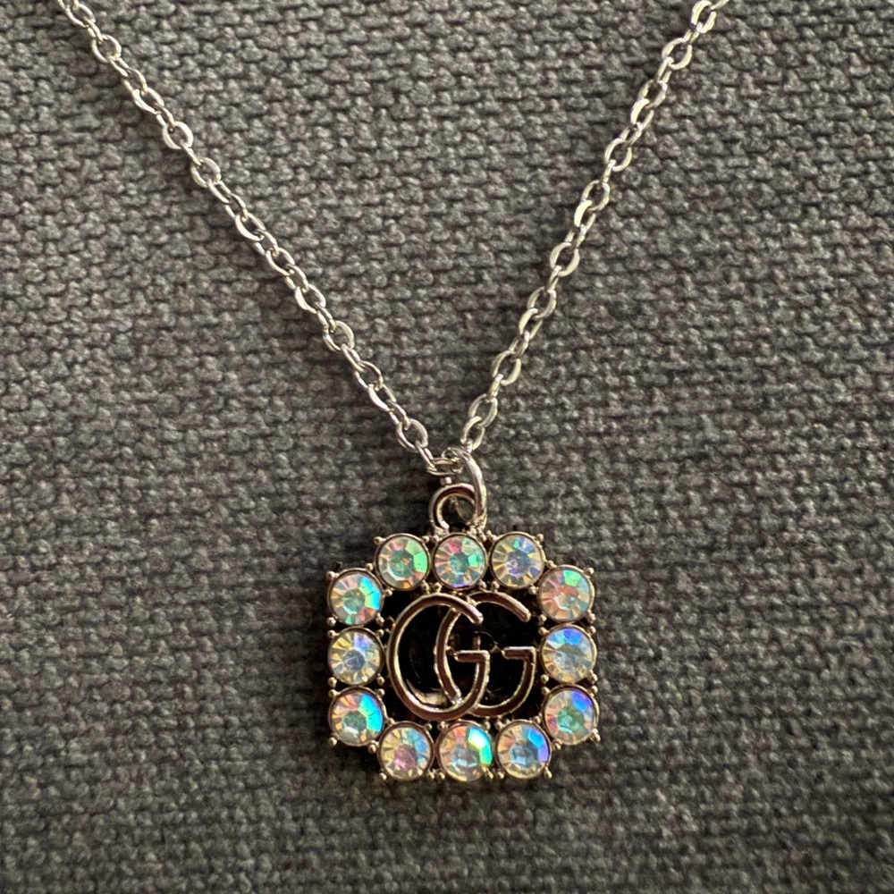 GG Silver Pendant with Iridescent Accents Necklace